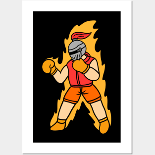 Cool cartoon knight boxing Posters and Art